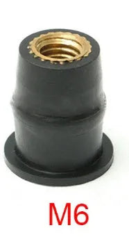 Black brass expansion rubber well nuts for motorcycle panel mounting in M4 M5 M6 sizes