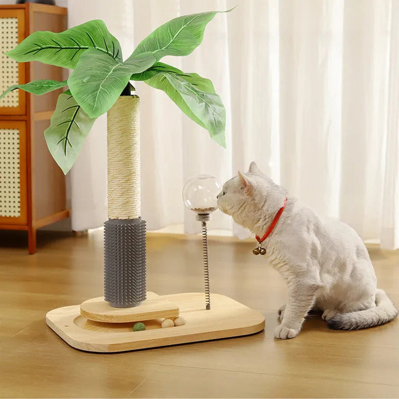 Vertical wooden cat scratching post in canna colour with durable no-chip construction