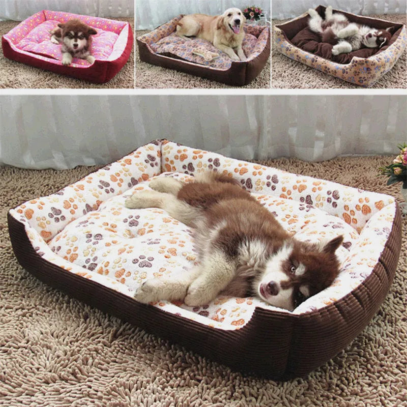 Plush sofa-style dog bed with raised sides in beige colour for small dogs