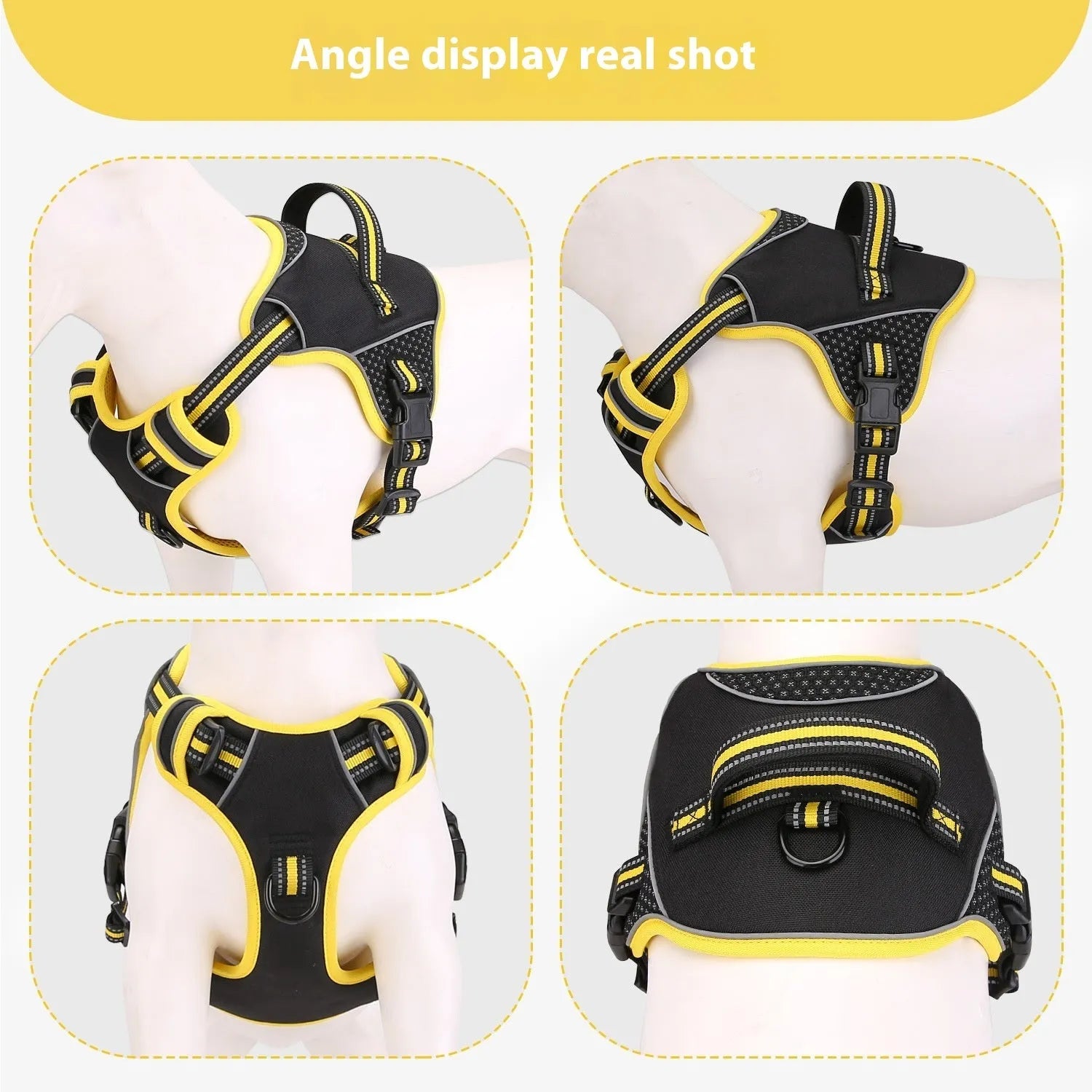 Yellow polyester dog traction strap anti-breaking loose for outdoor training