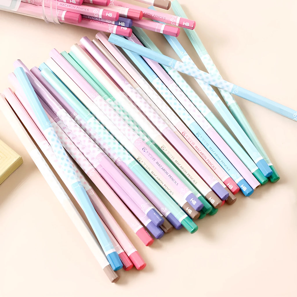 Basswood six-angle thermal transfer pencil with HB refills in 50-piece barrel packaging