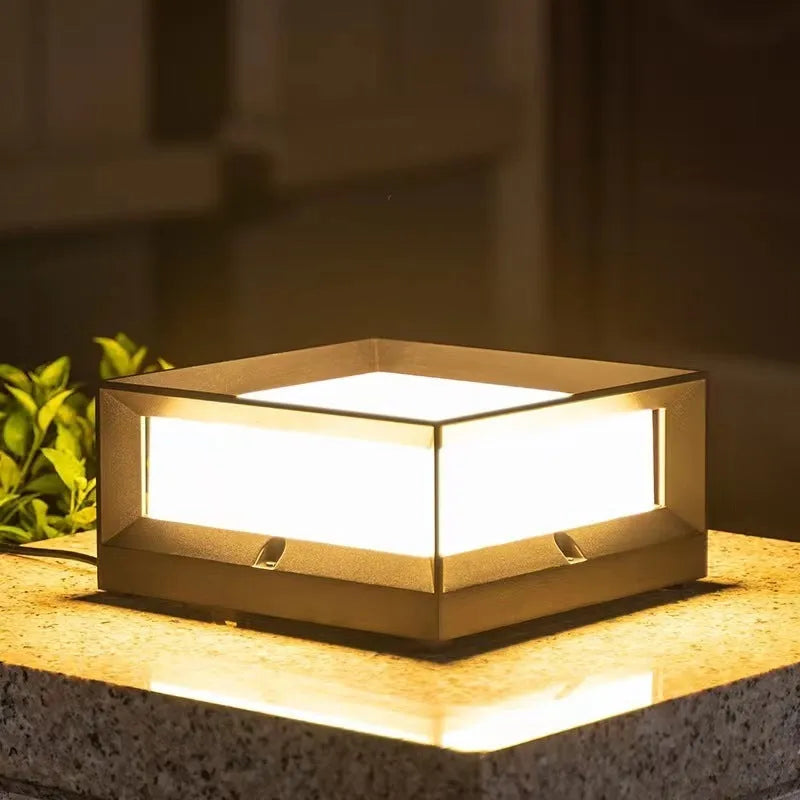LED outdoor solar column light aluminium housing IP54 rating 220x100mm or 270x130mm