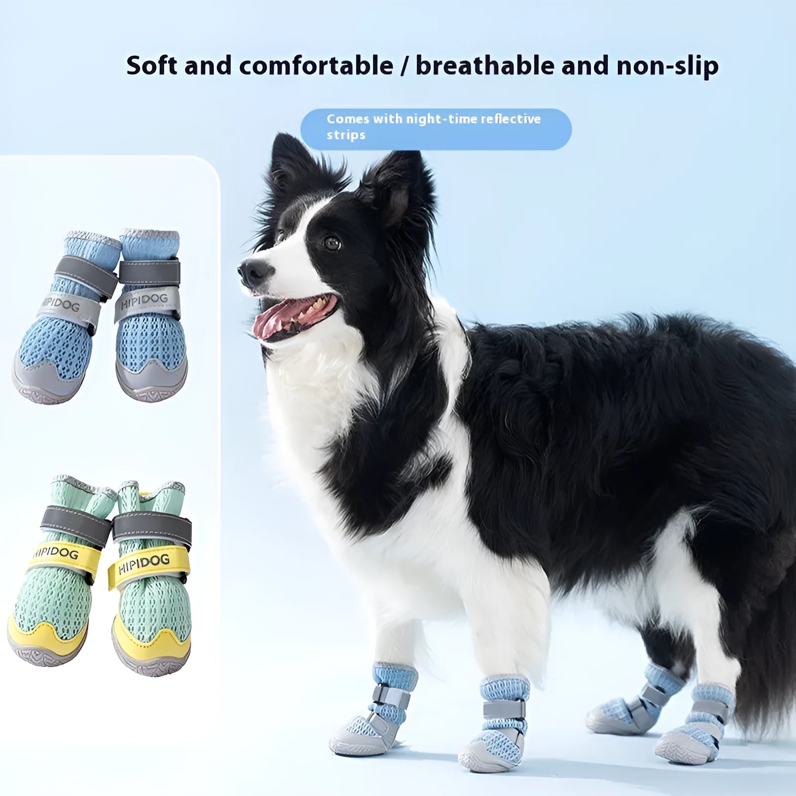 Cartoon style dog shoes in Bondi Blue colour with breathable summer design and anti-scald protection features