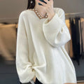 Women's white V-neck viscose sweater with regular long sleeves on mannequin
