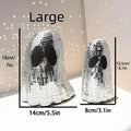 Silver Halloween ghost decoration with mosaic mirror patches on embroidered glass