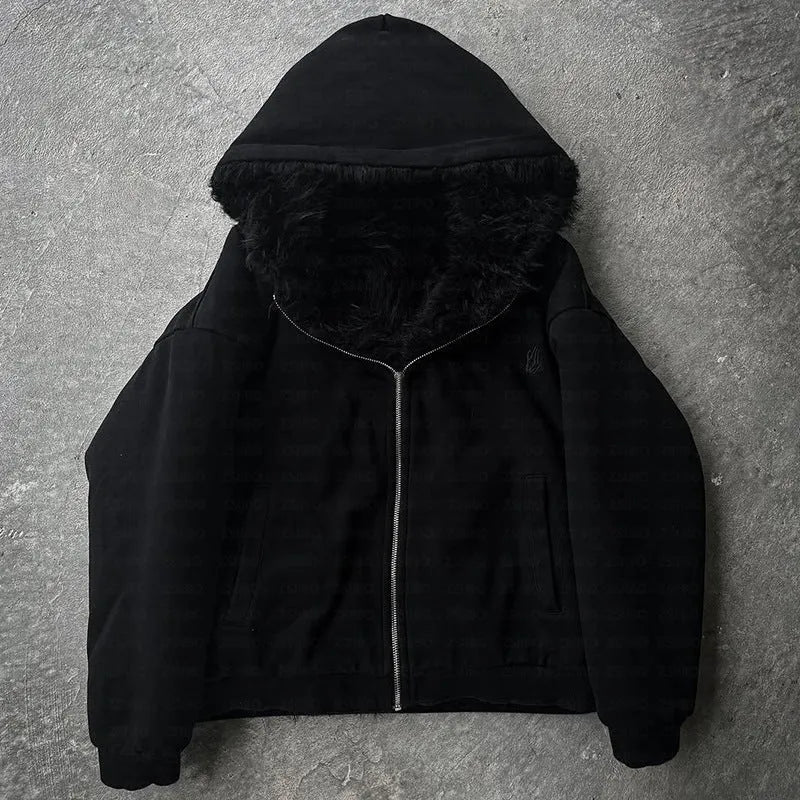 Casual baggy coat in black or white with loose fit and cardigan style for men and women