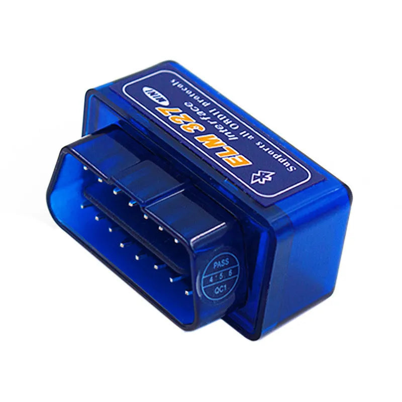 Small ELM327 Bluetooth OBD2 car diagnostic scanner with connector for vehicle fault code reading