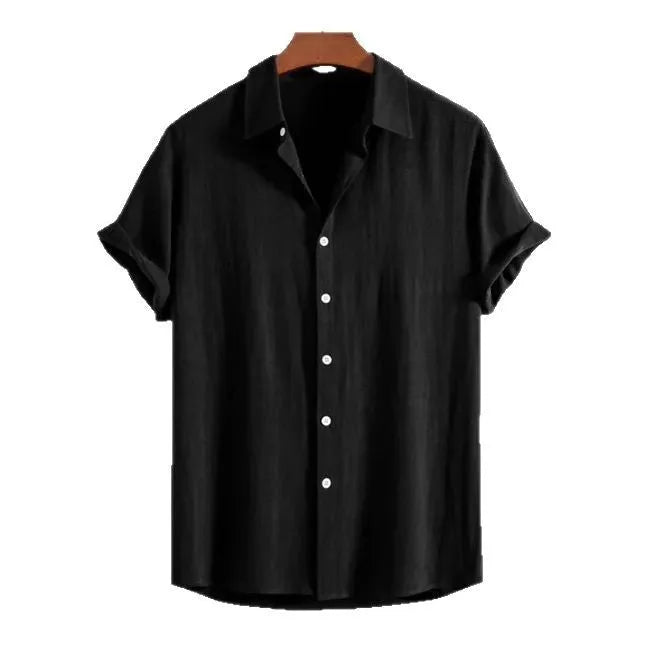 Men's loose fit casual cardigan in solid colour with short sleeves for summer wear
