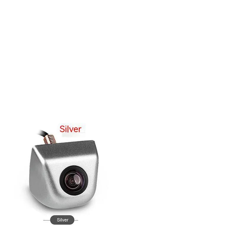 Black metal shell car rearview camera with integrated cable for reversing assistance.