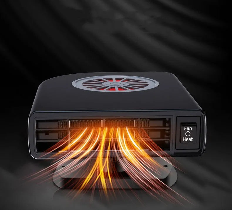 Black vehicle-mounted heater with adjustable vents for car defogging and dehumidifying