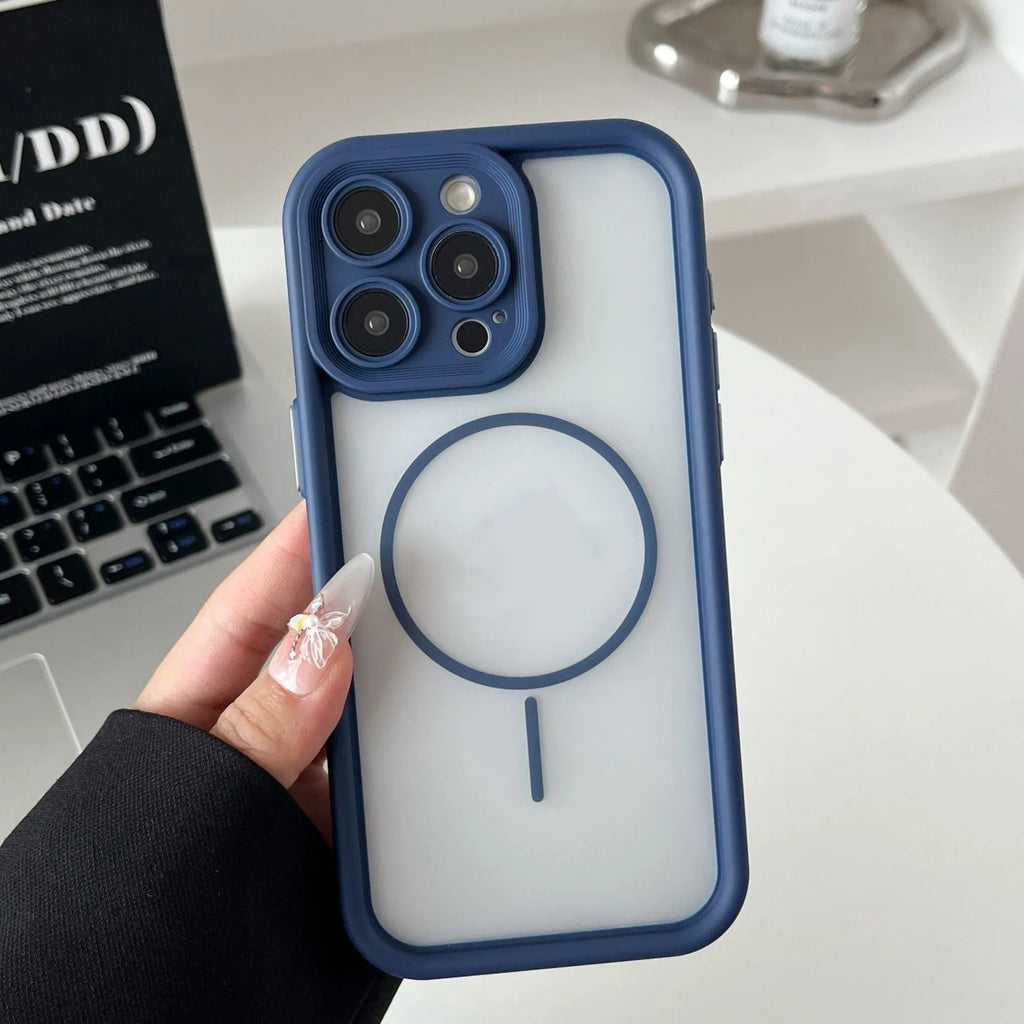 Skin feeling strong magnetic phone case for iPhone with drop-resistant TPU PC build in black colour