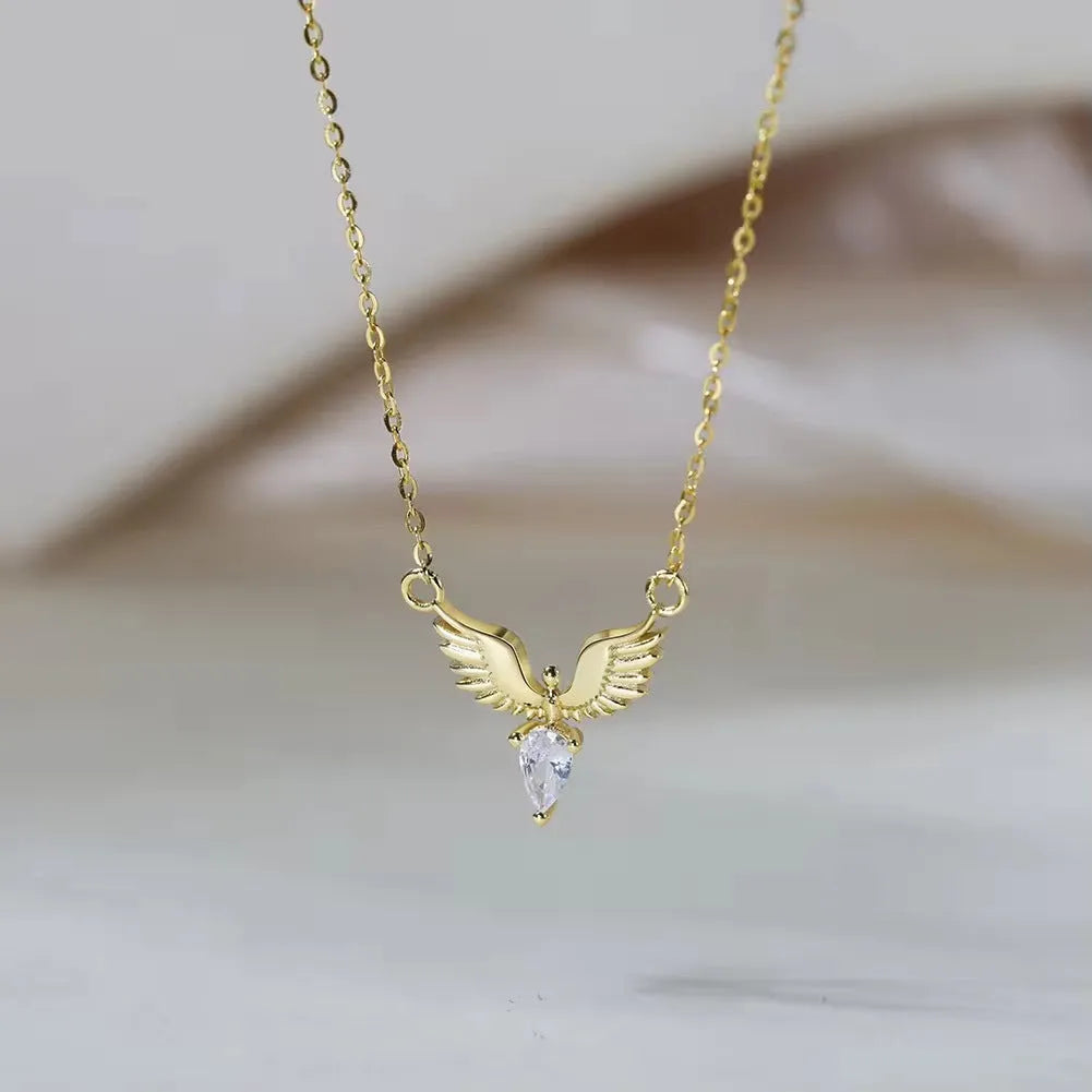 Women's Korean style eagle pendant silver necklace with adjustable chain