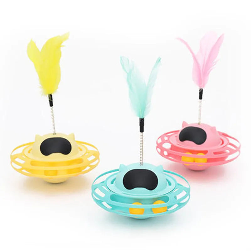 Pink self-hi tumbler turntable cat toy for kittens and cats