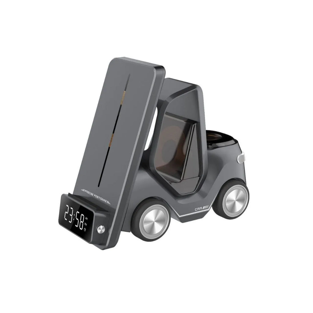 15W three-in-one wireless charging bracket in grey, white, yellow, or orange colours