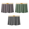 Pack of three pairs of solid colour men's loose fit ice silk underwear on a white background.