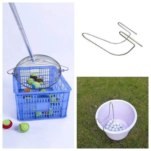 Stainless steel golf ball picker with metallic finish for collecting practice balls