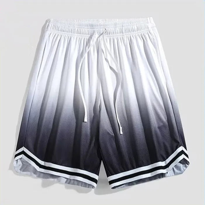 Men's gradient pattern cropped trousers in polyester fabric with casual styling