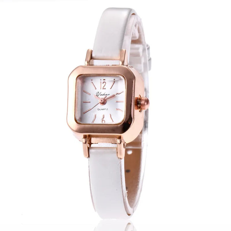 Women's retro art design fashion watch with alloy case in black, white, pink or brown colour