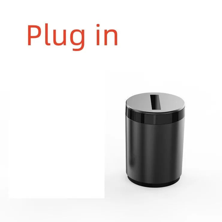 Intelligent induction ashtray with infrared automatic lid made of aluminium alloy, compact size 7x10cm, silver finish
