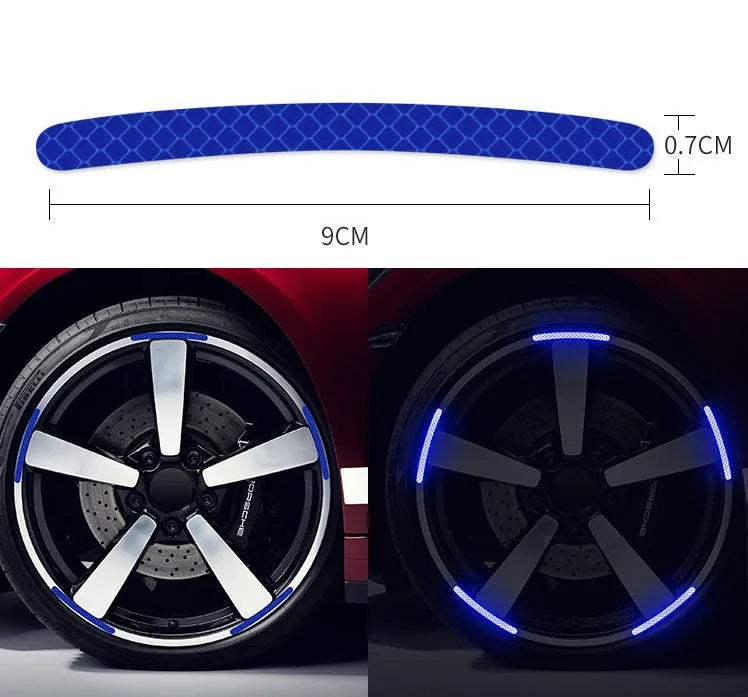 20PCs car wheel hub reflective stickers PVC material arc-shaped design in various colours