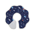 Soft cat recovery collar in Constellation pattern on a small cat resting after surgery