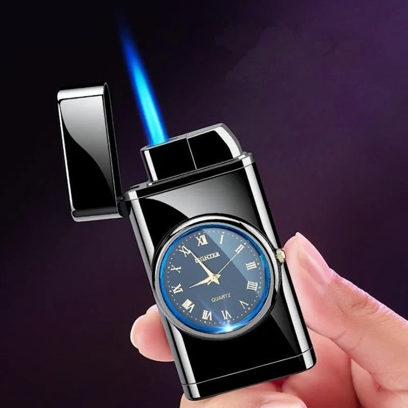 Multifunctional electronic watch lighter with LED flash in metal housing