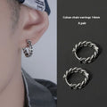 Men's geometric copper hip hop earrings in 10mm and 14mm sizes on a plain background.