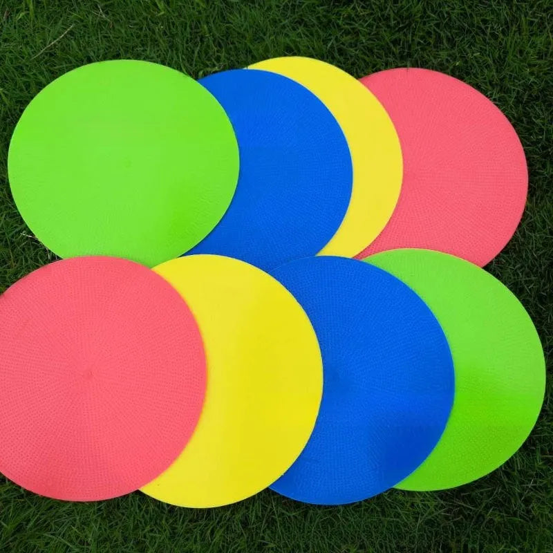 Soft TPE football training target pad measuring 23cm in diameter, available in six bright colours