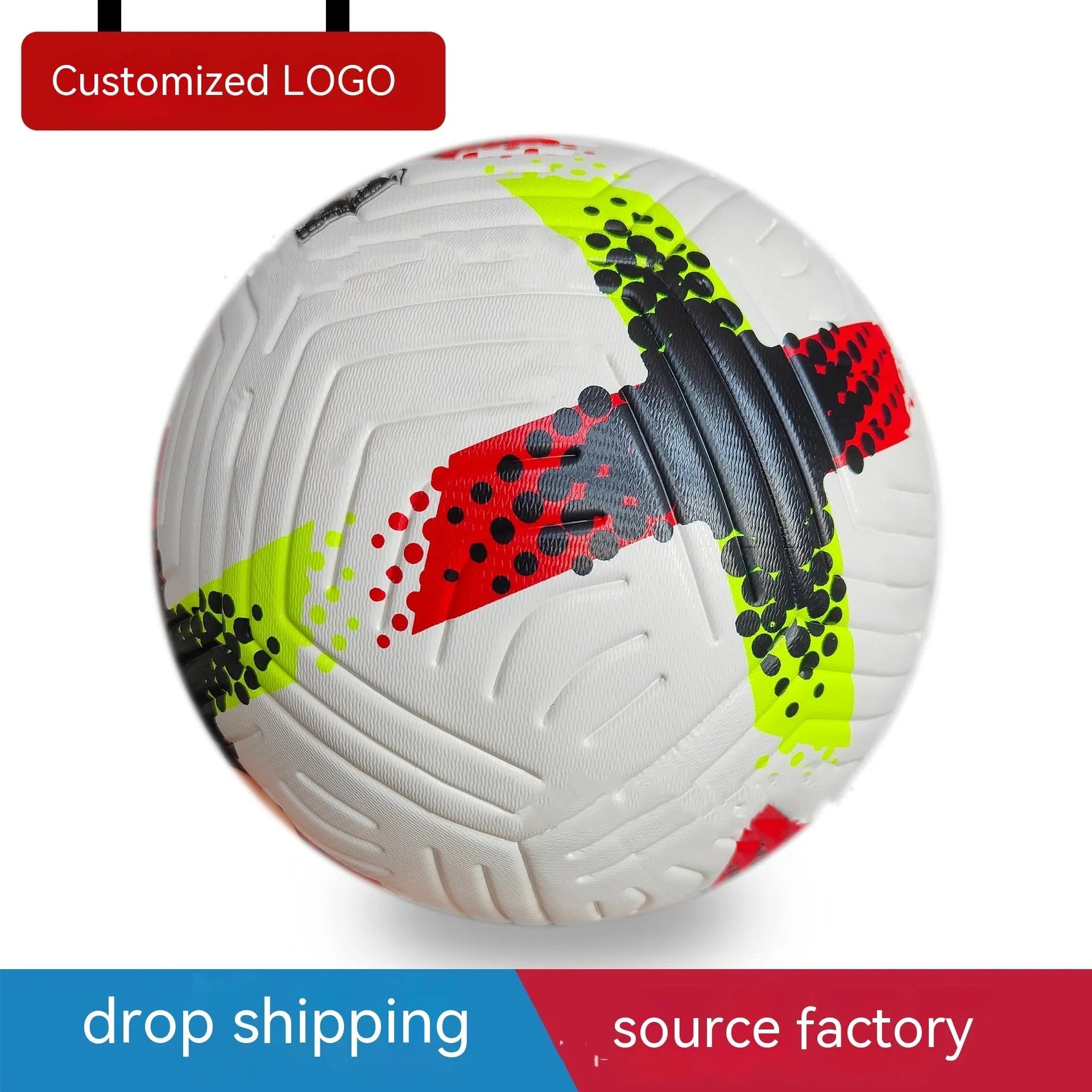Fluorescent green size 5 PU football for training and league matches