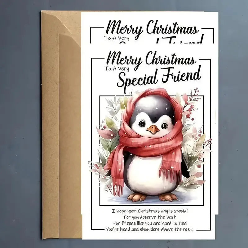 Simple modern Christmas party birthday greeting card with envelope on white background