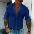 Men's striped cardigan long sleeve shirt in British style loose fit, available in multiple colours