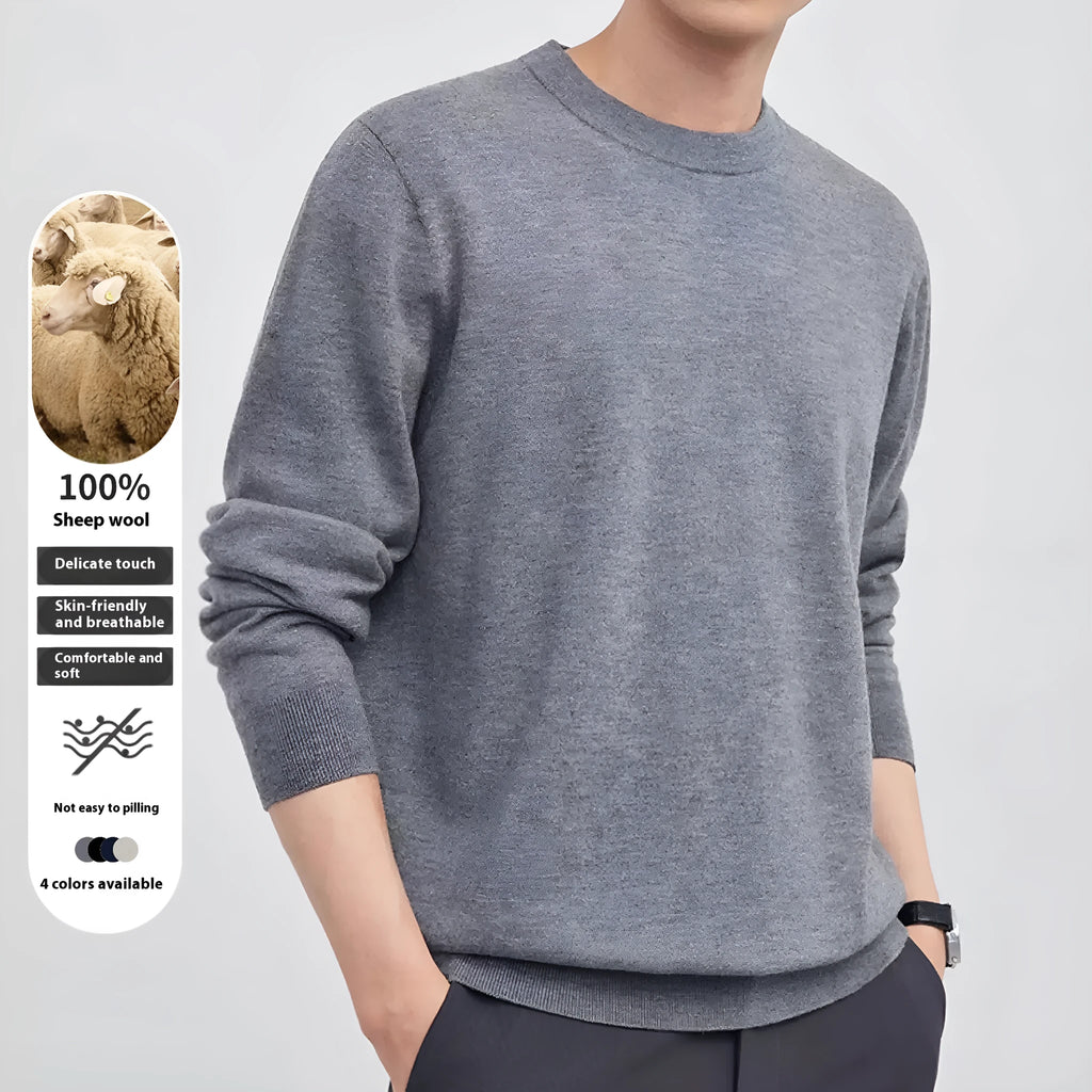 Men's regular fit pullover sweater in standard wool yarn for autumn and winter wear