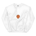 White printed hooded fleece sweatshirt with side seam pockets, loose fit casual pullover