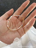 Natural pearl jewellery set with gilded 14K purple irregular mini pearls in bracelet and necklace