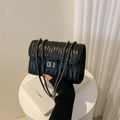 Small women's retro diamond texture PU handbag in horizontal square shape with soft carry handle
