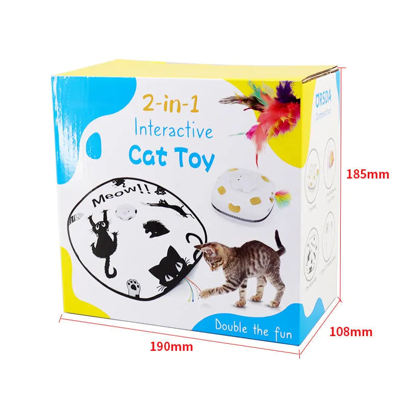 Plastic cat toy with teaser wand, 19.8cm long feeder puzzle in assorted colours