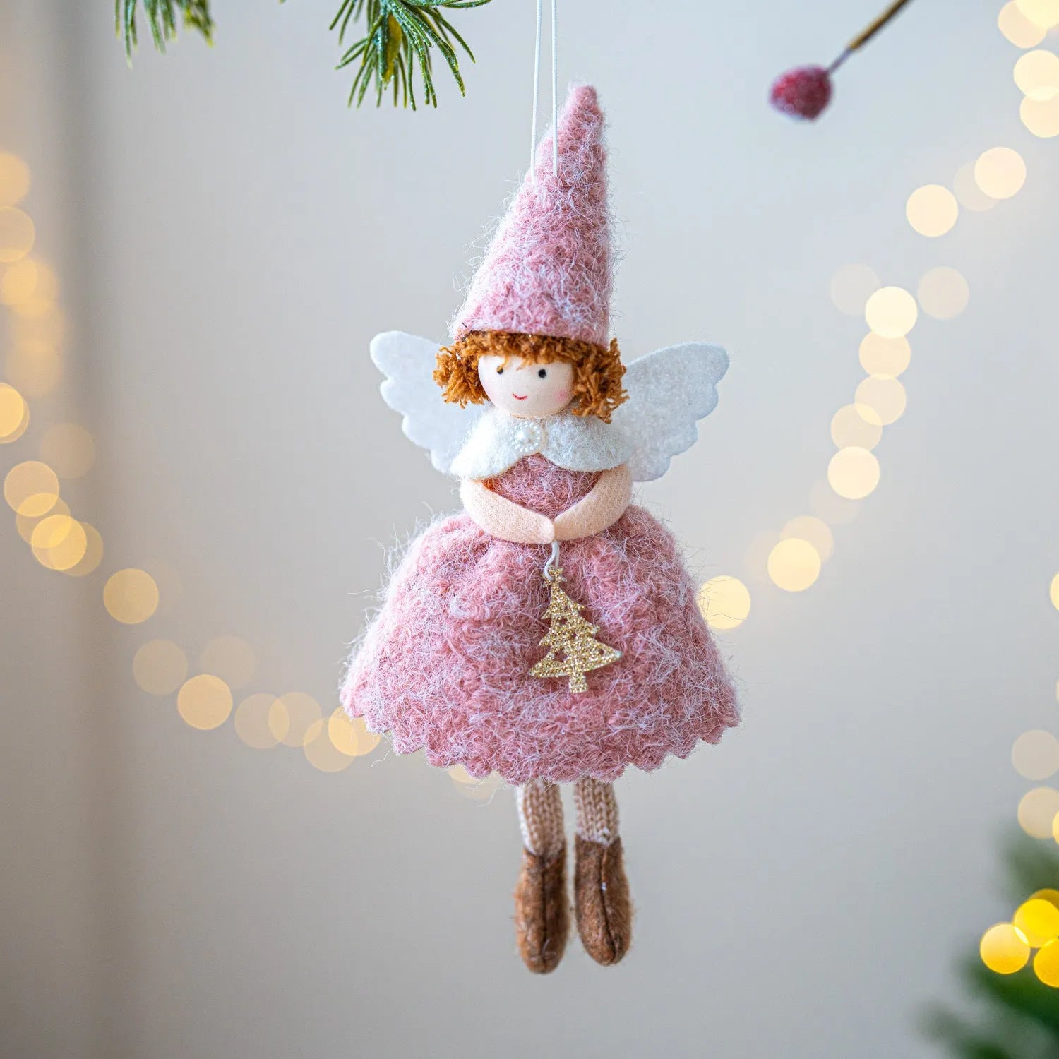 White cloth angel skirt felt pendant with modern simplicity design for Christmas decoration