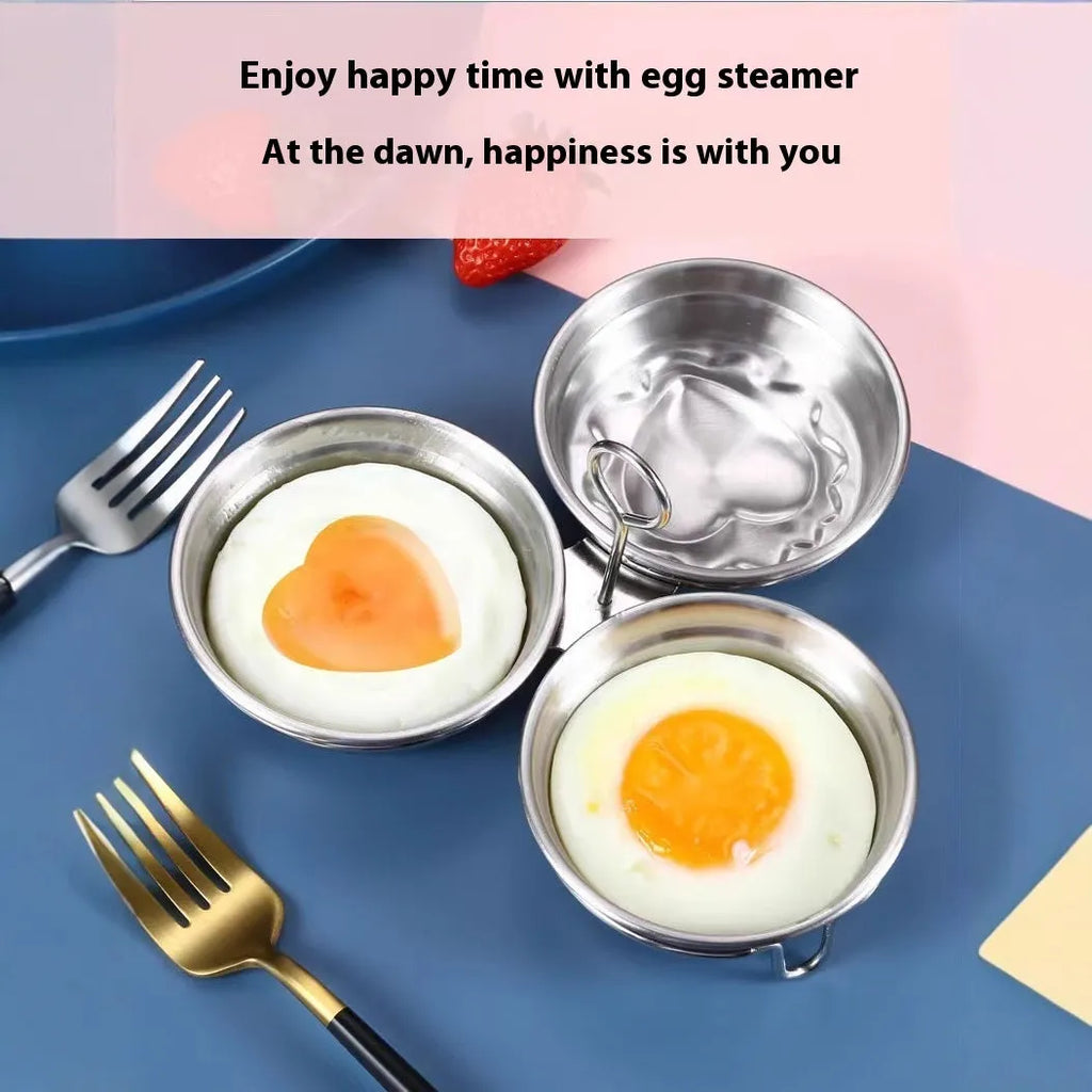 Heart-shaped stainless steel mini egg steamer for household kitchen use