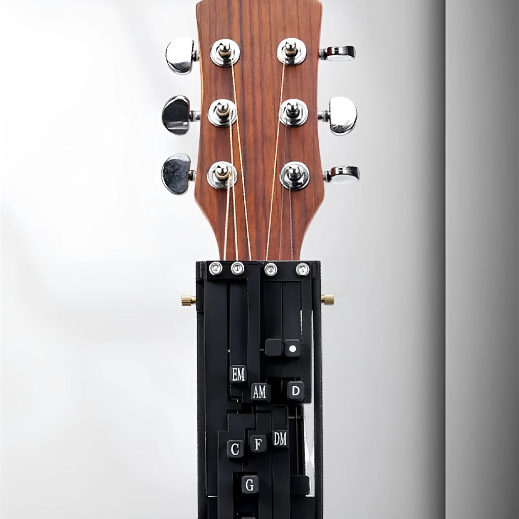 Black automatic chord device for guitar practice with singing assistance