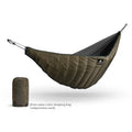 Outdoor camping thickened sleeping bag in army green with compression bag, 238cm long, 200g hollow cotton filling