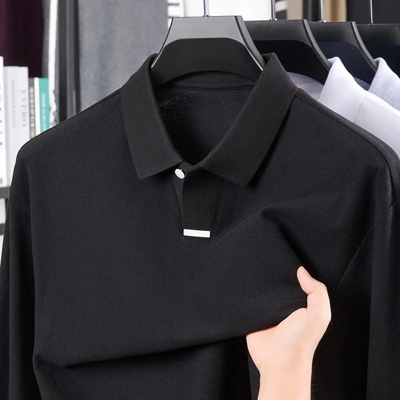 Men's loose fit cotton polo shirt with lapel collar in multiple colour options