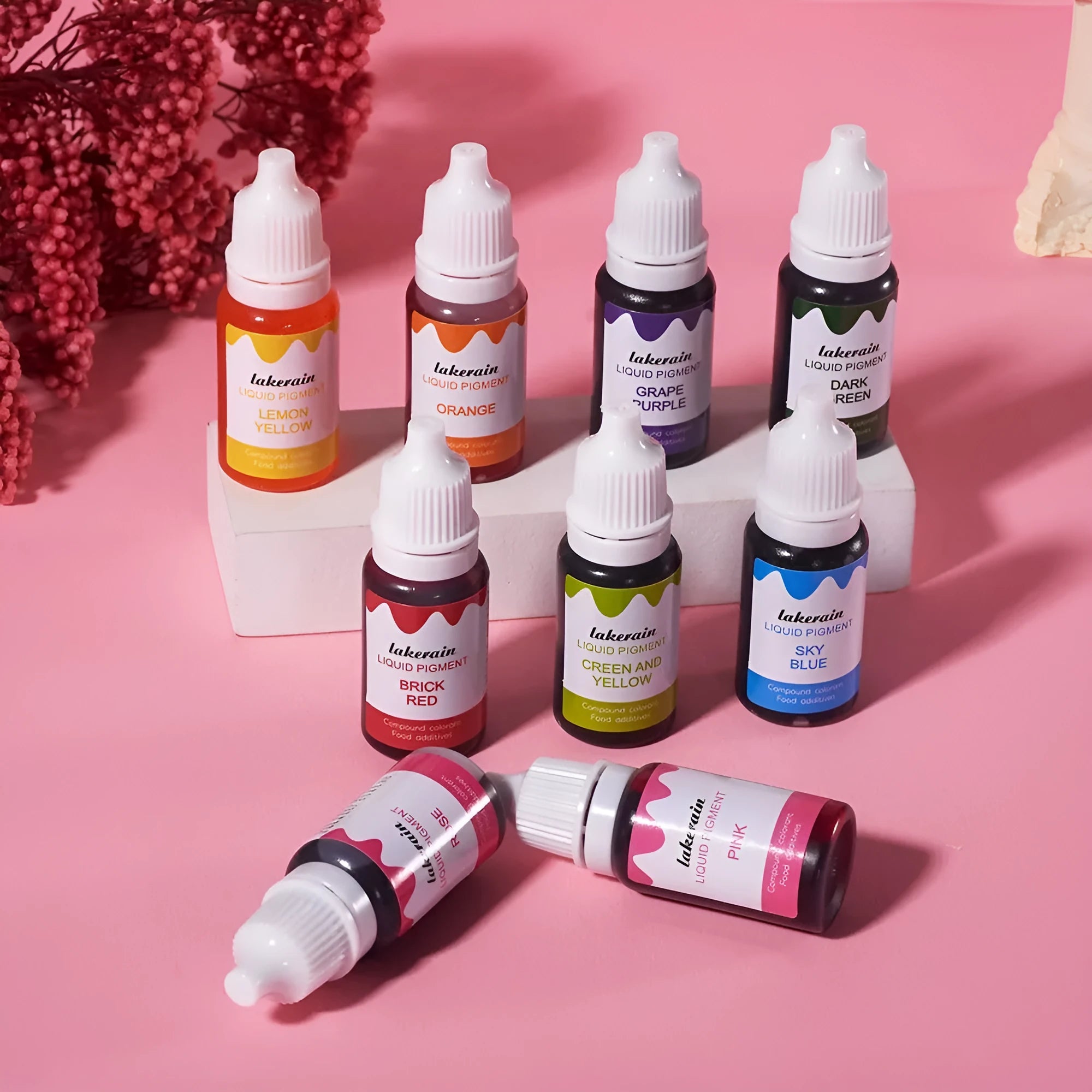 24 small bottles of natural food colouring pigments for cake decoration and handmade soap crafting