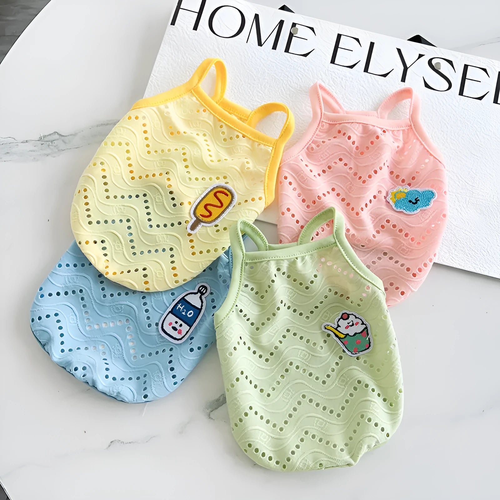 Cool mesh breathable polyester strap pet vest for dogs, available in multiple sizes XS to XXL and colours