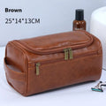 Large capacity waterproof cosmetic storage bag in retro style with PU leather construction