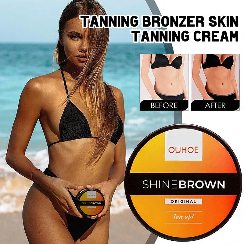 Pack of tanning cream and aloe vera gel for natural bronzing and after-sun relief, available in 50g and 100g sizes
