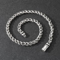 Men's titanium steel keel chain necklace with antique silver finish and large hemp flower links