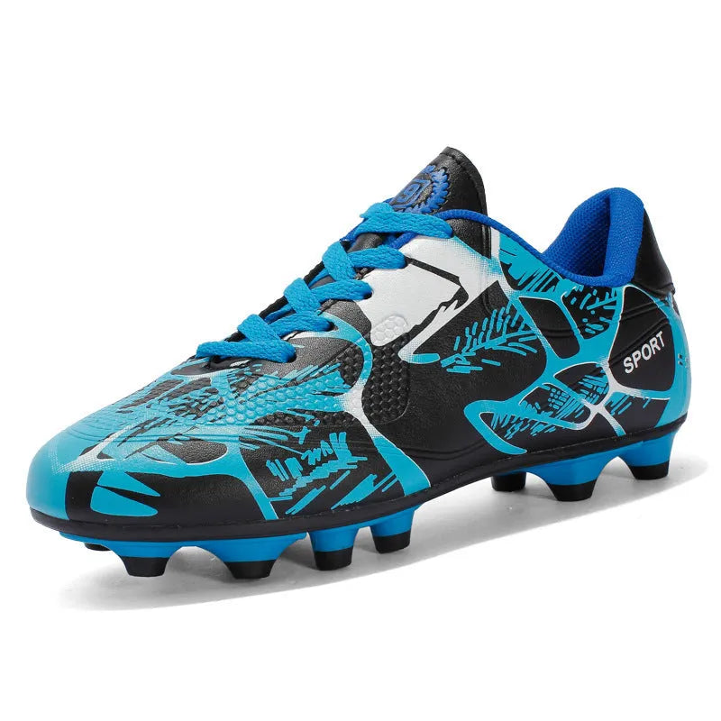 Low-top soccer shoes synthetic leather upper TPR sole natural rubber outsole front lace-up boys girls teens multi-surface