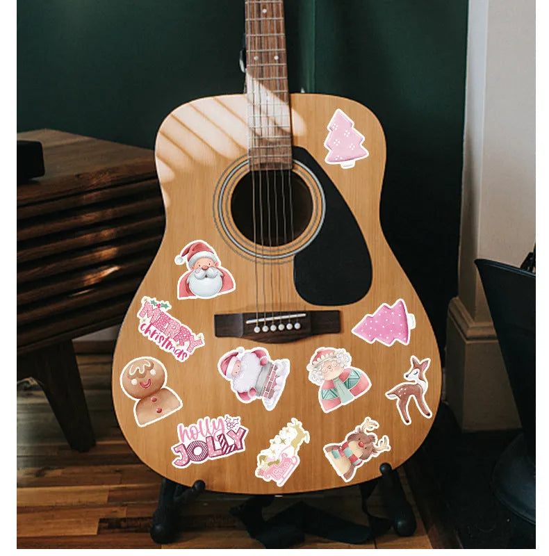 Set of 50 cute style waterproof Christmas decoration stickers ranging from 4cm to 8cm in size.