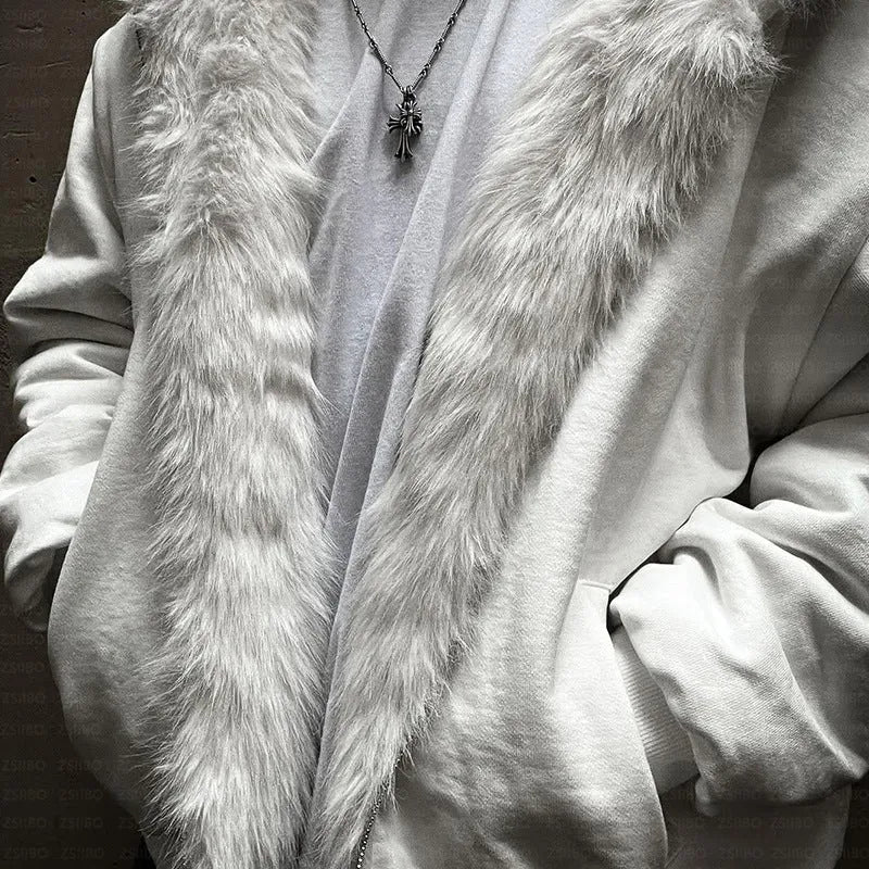 Casual baggy coat in black or white with loose fit and cardigan style for men and women