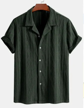 Men's loose fit casual cardigan in solid colour with short sleeves for summer wear